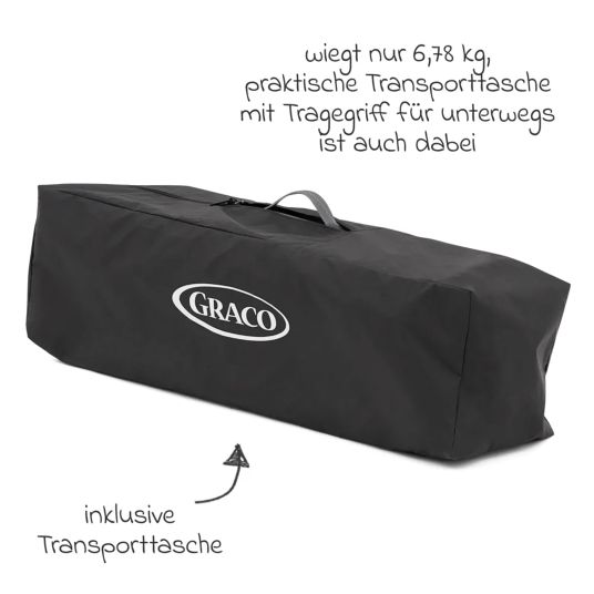 Graco Travel cot FoldLite from birth - 3 years only 6.78 kg light incl. carry bag & insect screen - Shadow