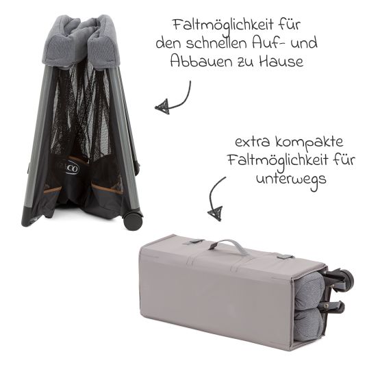 Graco Reisebett FoldLite ab Geburt - 3 Jahre nur 6,78 kg leicht inkl. Transporttasche - Shadow