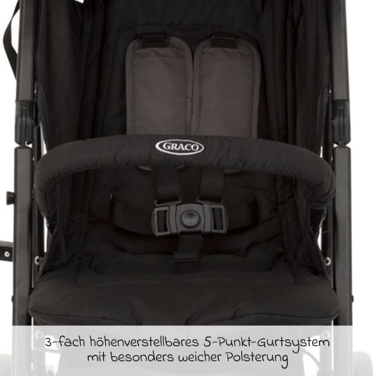 Graco Reisebuggy & Sportwagen Travelite nur 7 kg leicht mit Liegeposition - Black & Grey