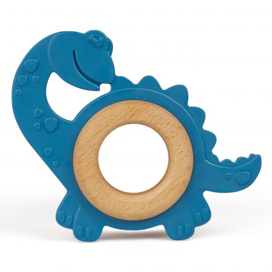 Grünspecht Organic teething animal with wooden ring - dinosaur