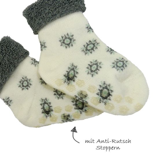Grünspecht Organic socks with ABS studs - White - Sizes 9-18 months