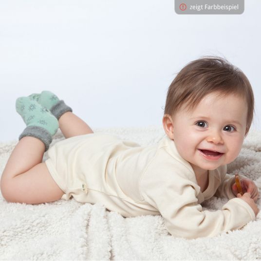 Grünspecht Organic socks with ABS studs - White - Sizes 9-18 months