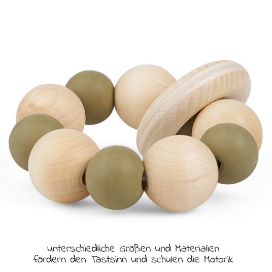 Grünspecht Wooden grip ring with rubber beads - forest
