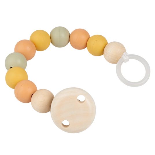 Grünspecht Pacifier chain with rubber and wooden beads - Yellow Orange Mint