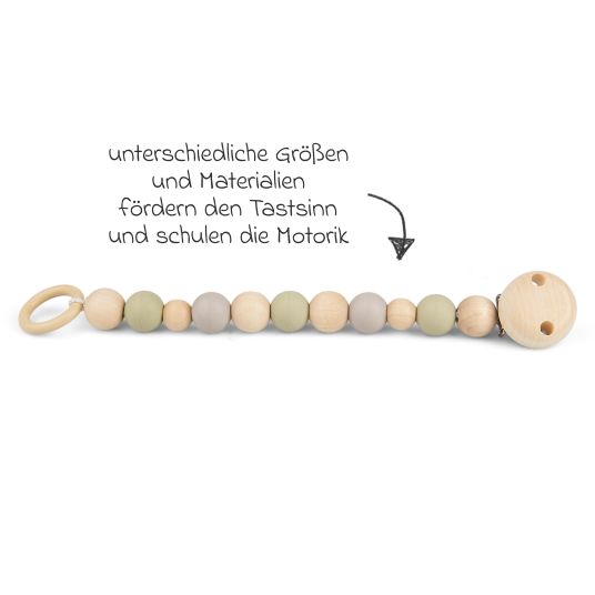 Grünspecht Pacifier chain with rubber and wooden beads - Grey Mint