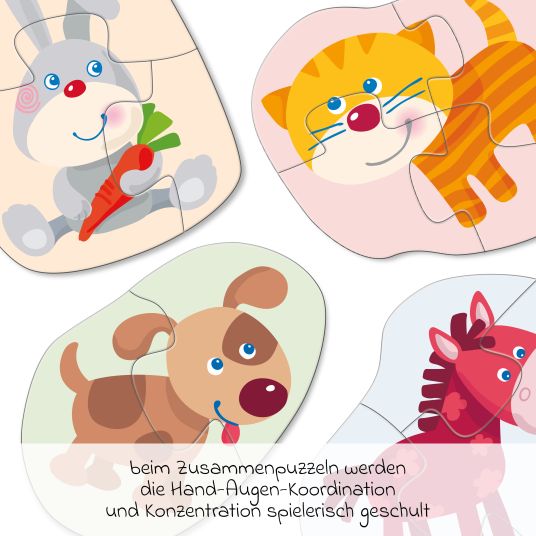 Haba 4 first puzzles - animal children - 12 pieces