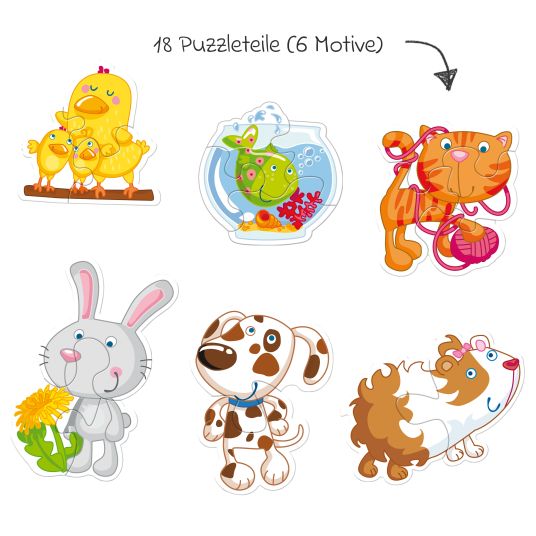 Haba 6 erste Puzzles - Haustiere mit Spielfigur - 19 Teile