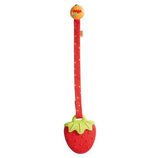Haba Teething ring strawberry with fastening strap