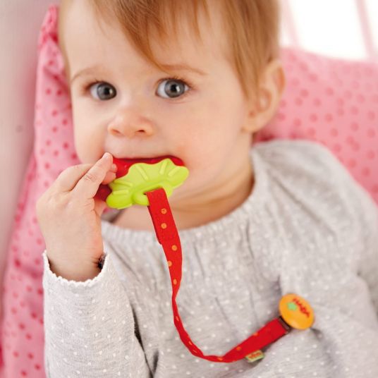 Haba Teething ring strawberry with fastening strap