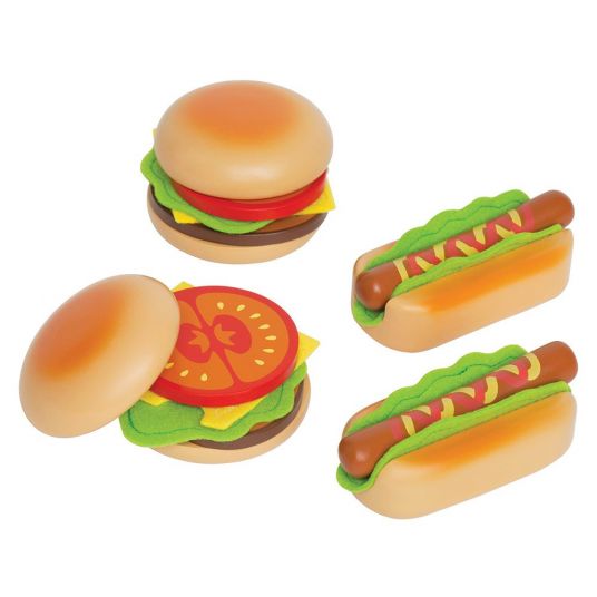 Hape Set di hamburger e hotdog in legno da 18 pezzi