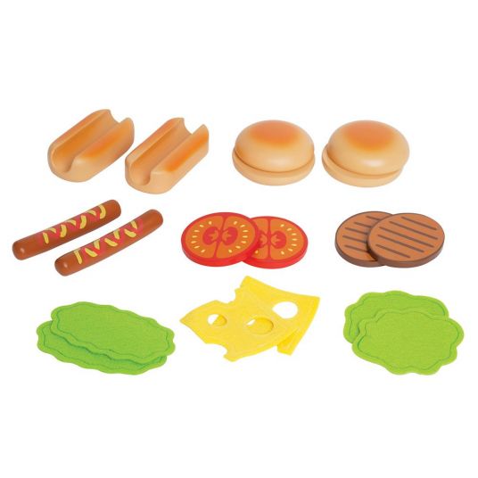 Hape 18-tlg. Set Hamburger & Hotdog aus Holz