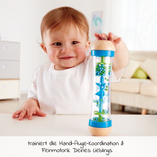 Hape Rainmaker rattle / Sensory wooden toy - Blue
