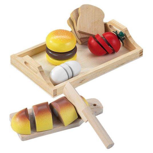 Happy People 17 pcs set wooden tray with snack for cutting