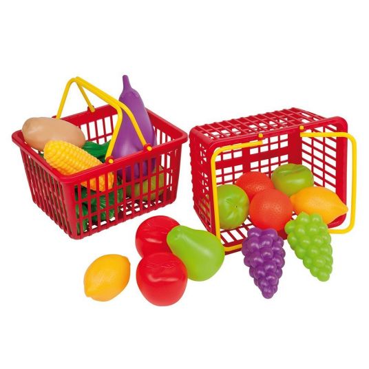 Happy People Shopping basket with 10 pcs accessories - fruit or vegetable