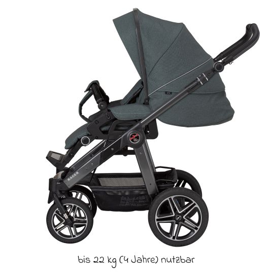 Hartan 2in1 Kombi-Kinderwagen-Set Racer GTS bis 22 kg belastbar mit Falttasche Trend, Mückennetz, Regenschutz, Schnullerkette & Spieltier - Animal Stars