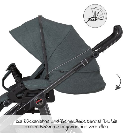 Hartan 2in1 Kombi-Kinderwagen-Set Racer GTS bis 22 kg belastbar mit Falttasche Trend, Mückennetz, Regenschutz, Schnullerkette & Spieltier - Animal Stars