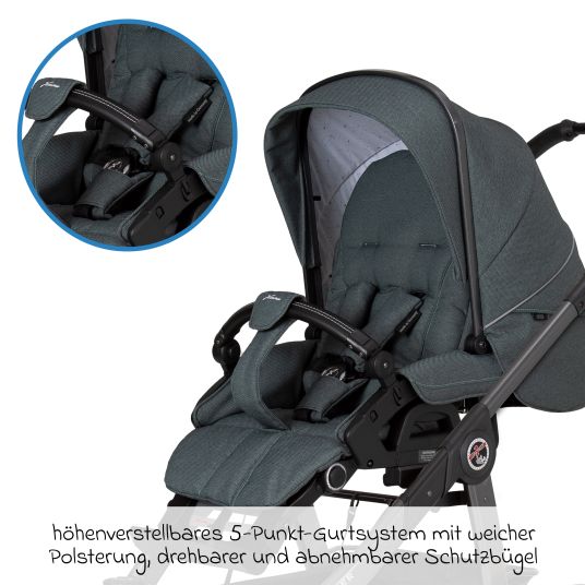 Hartan 2in1 Kombi-Kinderwagen-Set Racer GTS bis 22 kg belastbar mit Falttasche Trend, Mückennetz, Regenschutz, Schnullerkette & Spieltier - Animal Stars