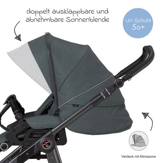 Hartan 2in1 Kombi-Kinderwagen-Set Racer GTS bis 22 kg belastbar mit Falttasche Trend, Mückennetz, Regenschutz, Schnullerkette & Spieltier - Animal Stars