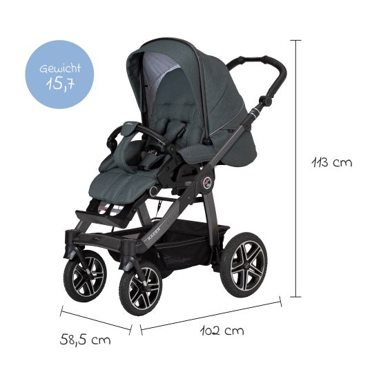 Hartan 2in1 Kombi-Kinderwagen-Set Racer GTS bis 22 kg belastbar mit Falttasche Trend, Mückennetz, Regenschutz, Schnullerkette & Spieltier - Animal Stars