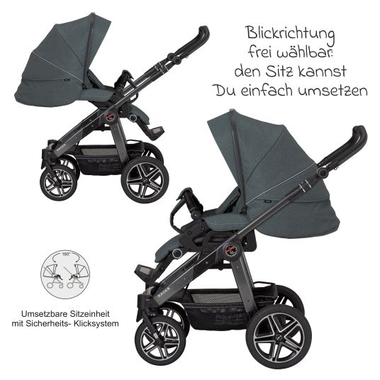 Hartan 2in1 Kombi-Kinderwagen-Set Racer GTS bis 22 kg belastbar mit Falttasche Trend, Mückennetz, Regenschutz, Schnullerkette & Spieltier - Animal Stars