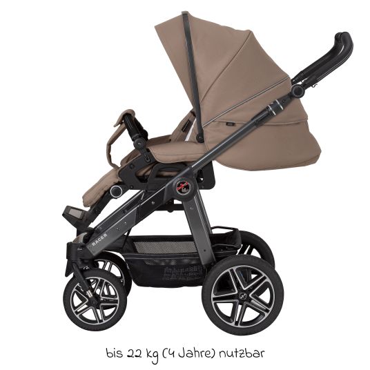 Hartan 2in1 Kombi-Kinderwagen-Set Racer GTS bis 22 kg belastbar mit Falttasche Trend, Mückennetz, Regenschutz, Schnullerkette & Spieltier - Happy Feet