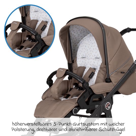 Hartan 2in1 Kombi-Kinderwagen-Set Racer GTS bis 22 kg belastbar mit Falttasche Trend, Mückennetz, Regenschutz, Schnullerkette & Spieltier - Happy Feet