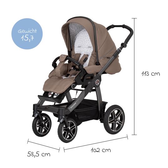 Hartan 2in1 Kombi-Kinderwagen-Set Racer GTS bis 22 kg belastbar mit Falttasche Trend, Mückennetz, Regenschutz, Schnullerkette & Spieltier - Happy Feet