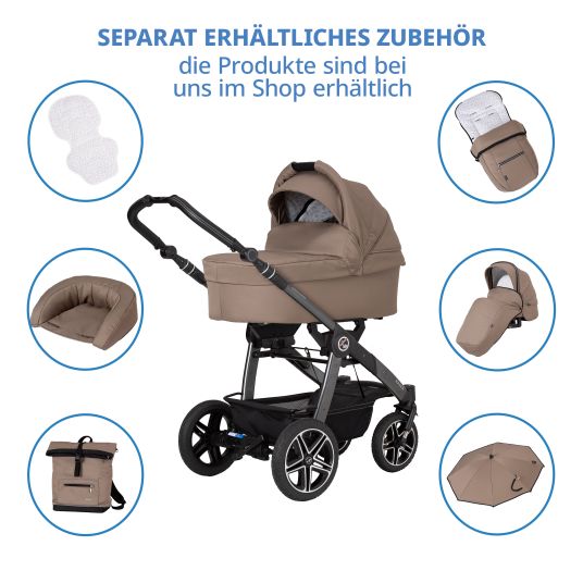 Hartan 2in1 Kombi-Kinderwagen-Set Racer GTS bis 22 kg belastbar mit Falttasche Trend, Mückennetz, Regenschutz, Schnullerkette & Spieltier - Happy Feet