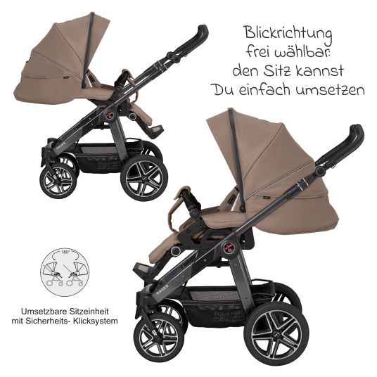 Hartan 2in1 Kombi-Kinderwagen-Set Racer GTS bis 22 kg belastbar mit Falttasche Trend, Mückennetz, Regenschutz, Schnullerkette & Spieltier - Happy Feet