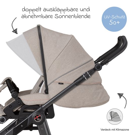 Hartan 2in1 Kombi-Kinderwagen-Set Racer GTS bis 22 kg belastbar mit Falttasche Trend, Mückennetz, Regenschutz, Schnullerkette & Spieltier - Hedgehog Love