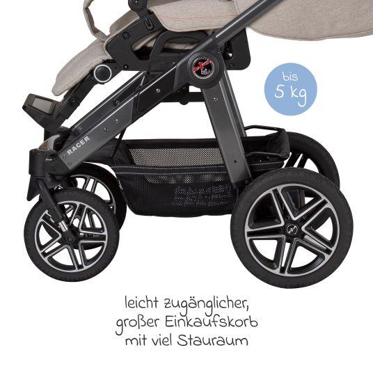 Hartan 2in1 Kombi-Kinderwagen-Set Racer GTS bis 22 kg belastbar mit Falttasche Trend, Mückennetz, Regenschutz, Schnullerkette & Spieltier - Hedgehog Love