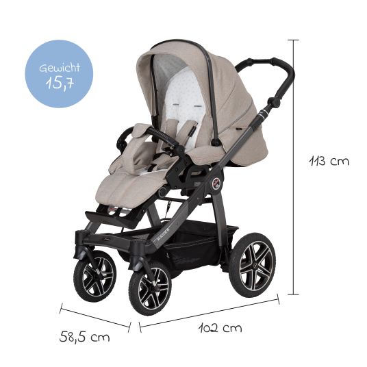 Hartan 2in1 Kombi-Kinderwagen-Set Racer GTS bis 22 kg belastbar mit Falttasche Trend, Mückennetz, Regenschutz, Schnullerkette & Spieltier - Hedgehog Love