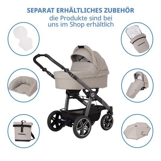 Hartan 2in1 Kombi-Kinderwagen-Set Racer GTS bis 22 kg belastbar mit Falttasche Trend, Mückennetz, Regenschutz, Schnullerkette & Spieltier - Hedgehog Love