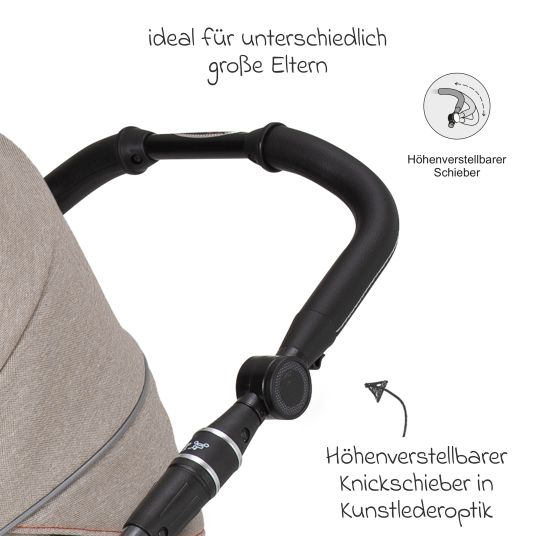 Hartan 2in1 Kombi-Kinderwagen-Set Racer GTS bis 22 kg belastbar mit Falttasche Trend, Mückennetz, Regenschutz, Schnullerkette & Spieltier - Hedgehog Love