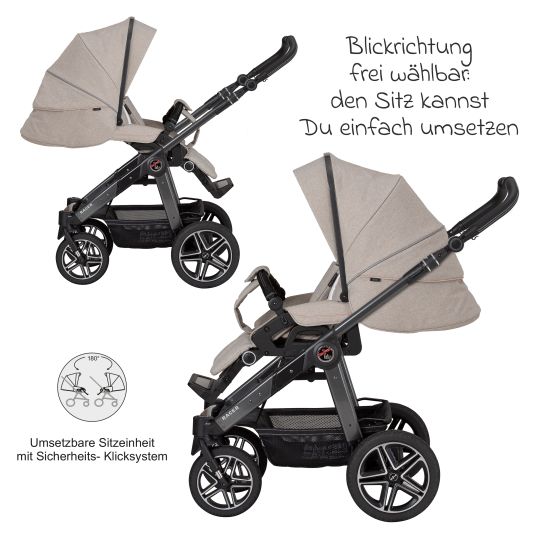 Hartan 2in1 Kombi-Kinderwagen-Set Racer GTS bis 22 kg belastbar mit Falttasche Trend, Mückennetz, Regenschutz, Schnullerkette & Spieltier - Hedgehog Love