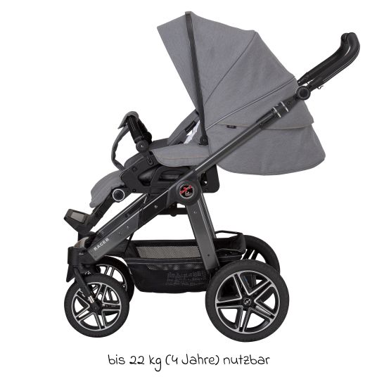 Hartan 2in1 Kombi-Kinderwagen-Set Racer GTS bis 22 kg belastbar mit Falttasche Trend, Mückennetz, Regenschutz, Schnullerkette & Spieltier - Little Zoo