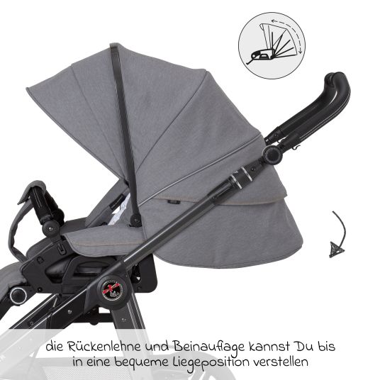 Hartan 2in1 Kombi-Kinderwagen-Set Racer GTS bis 22 kg belastbar mit Falttasche Trend, Mückennetz, Regenschutz, Schnullerkette & Spieltier - Little Zoo