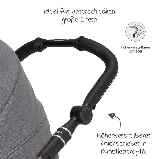 Hartan 2in1 Kombi-Kinderwagen-Set Racer GTS bis 22 kg belastbar mit Falttasche Trend, Mückennetz, Regenschutz, Schnullerkette & Spieltier - Little Zoo