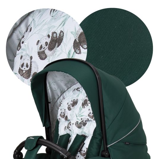 Hartan 2in1 baby carriage set Racer GTS up to 22 kg load capacity with folding bag Trend, mosquito net, rain cover, pacifier chain & play animal - Panda Family