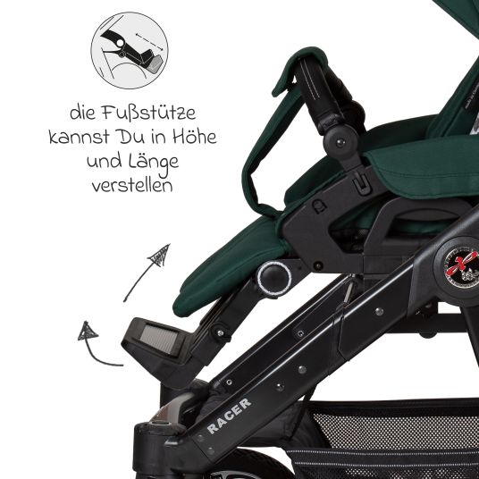 Hartan 2in1 Kombi-Kinderwagen-Set Racer GTS bis 22 kg belastbar mit Falttasche Trend, Mückennetz, Regenschutz, Schnullerkette & Spieltier - Panda Family