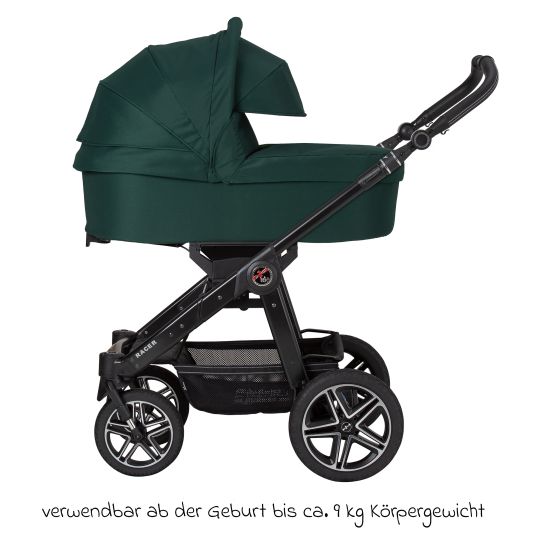 Hartan 2in1 Kombi-Kinderwagen-Set Racer GTS bis 22 kg belastbar mit Falttasche Trend, Mückennetz, Regenschutz, Schnullerkette & Spieltier - Panda Family