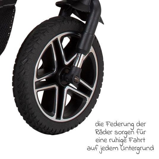 Hartan 2in1 Kombi-Kinderwagen-Set Racer GTS bis 22 kg belastbar mit Falttasche Trend, Mückennetz, Regenschutz, Schnullerkette & Spieltier - Panda Family