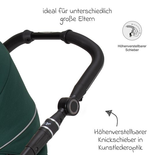 Hartan 2in1 Kombi-Kinderwagen-Set Racer GTS bis 22 kg belastbar mit Falttasche Trend, Mückennetz, Regenschutz, Schnullerkette & Spieltier - Panda Family