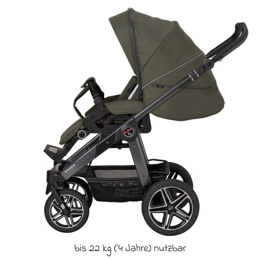 Hartan 2in1 Kombi-Kinderwagen-Set Racer GTS bis 22 kg belastbar mit Falttasche Trend, Mückennetz, Regenschutz, Schnullerkette & Spieltier - Rainbow