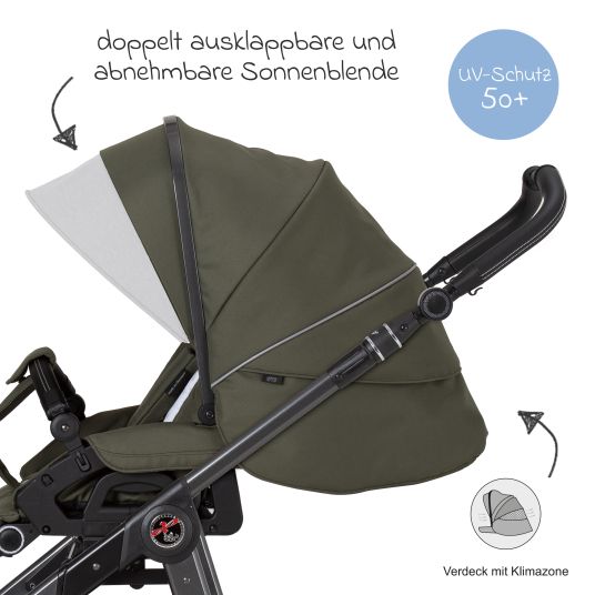 Hartan 2in1 Kombi-Kinderwagen-Set Racer GTS bis 22 kg belastbar mit Falttasche Trend, Mückennetz, Regenschutz, Schnullerkette & Spieltier - Rainbow