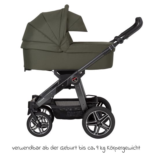 Hartan 2in1 Kombi-Kinderwagen-Set Racer GTS bis 22 kg belastbar mit Falttasche Trend, Mückennetz, Regenschutz, Schnullerkette & Spieltier - Rainbow