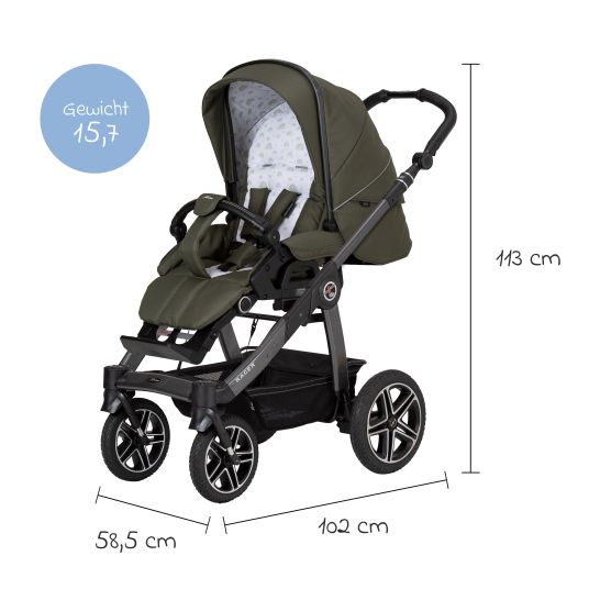 Hartan 2in1 Kombi-Kinderwagen-Set Racer GTS bis 22 kg belastbar mit Falttasche Trend, Mückennetz, Regenschutz, Schnullerkette & Spieltier - Rainbow