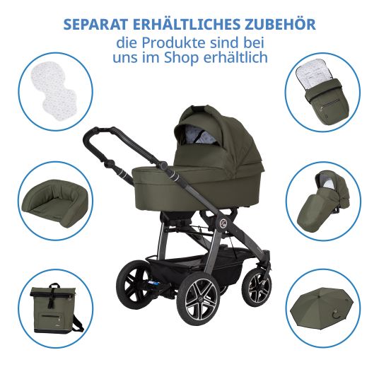 Hartan 2in1 baby carriage set Racer GTS up to 22 kg load capacity with folding bag Trend, mosquito net, rain cover, pacifier chain & play animal - Rainbow