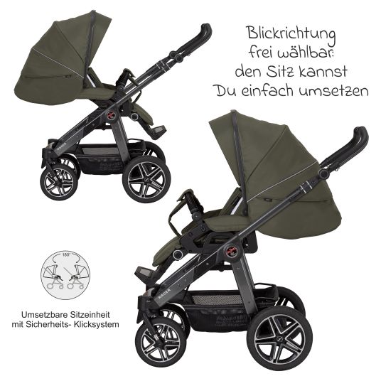 Hartan 2in1 Kombi-Kinderwagen-Set Racer GTS bis 22 kg belastbar mit Falttasche Trend, Mückennetz, Regenschutz, Schnullerkette & Spieltier - Rainbow