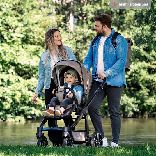 Hartan 2in1 Rock IT GTR Outdoor baby carriage set for baby carriages up to 22 kg with buckle pusher, handbrake, sports seat, Premium folding bag & rain cover - Leaf